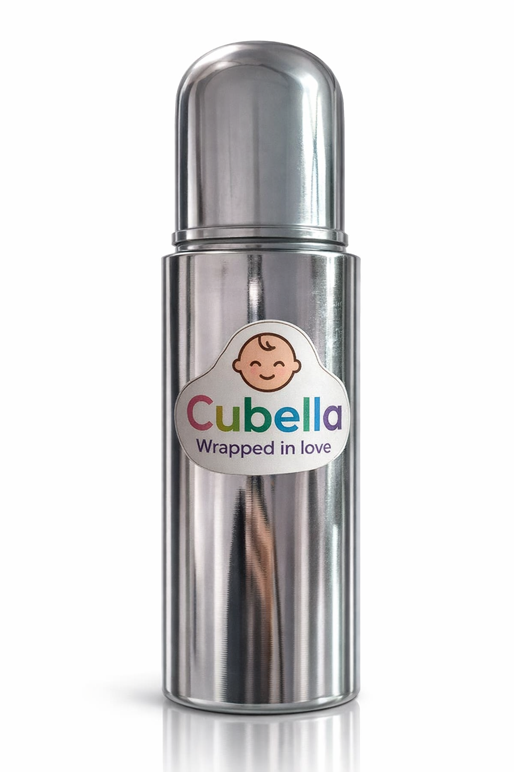 Cubella Stainless Steel Baby Feeding Bottle with Cap – Milk & Water Storage Bottle (Silver)